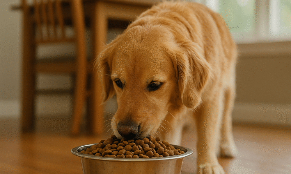 dog eating food