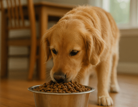 dog eating food