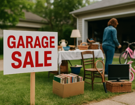 lady having garage sale